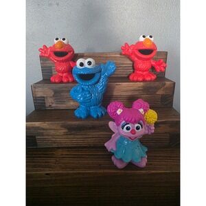 Sesame Street Figure Lot Elmo Cookie Monster Abby Cadabby Plastic Toy Set 4pc
